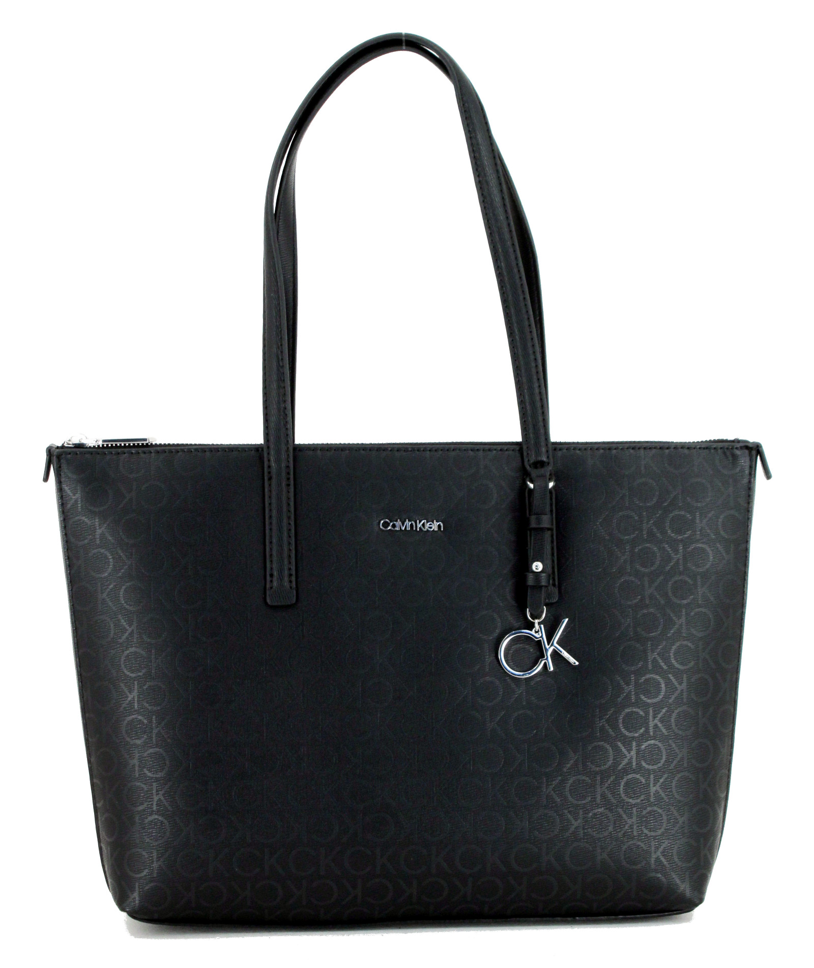 schwarze Handtasche Calvin Klein CK Must Logoprint Shopper strukturiert