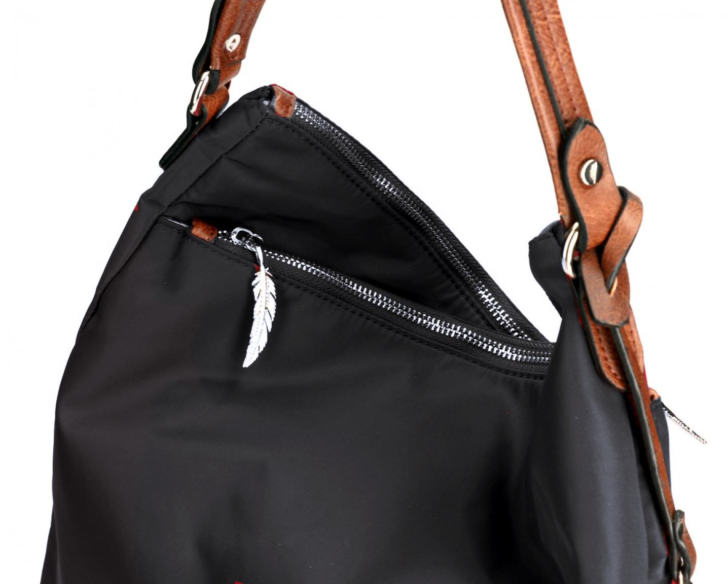 Waipuna Schultertasche Zip Kanalana Feder Braun Bags & more