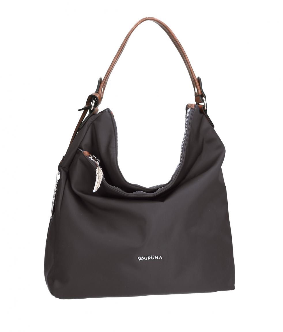 Waipuna Schultertasche Zip Kanalana Feder Braun Bags & more