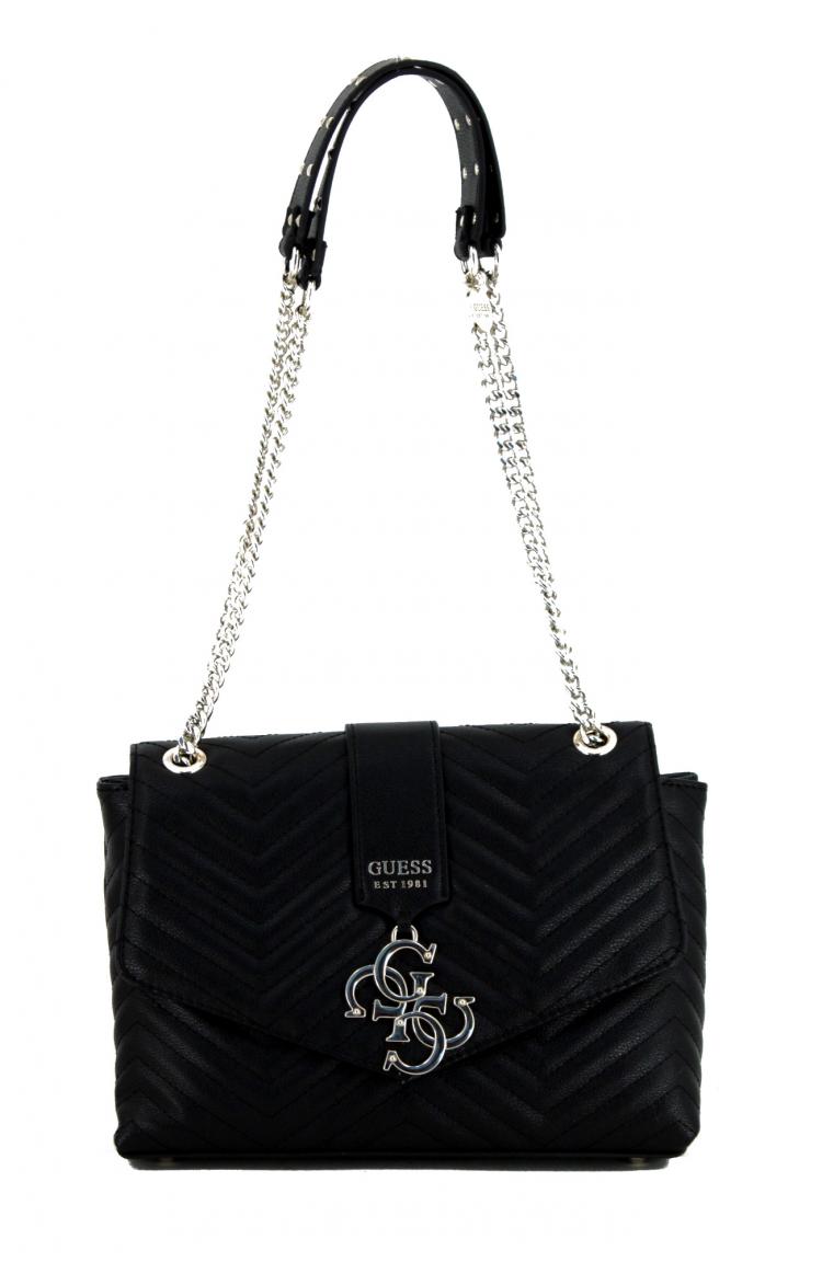 Stepptasche Guess Violet Shoulder Bag schwarz Kette Nieten Bags & more