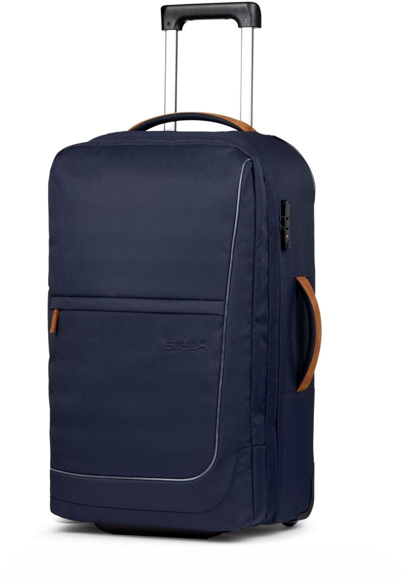 2-Rad-Trolley Satch Travel Flow M 65cm dunkelblau Lederdetails Pure Navy