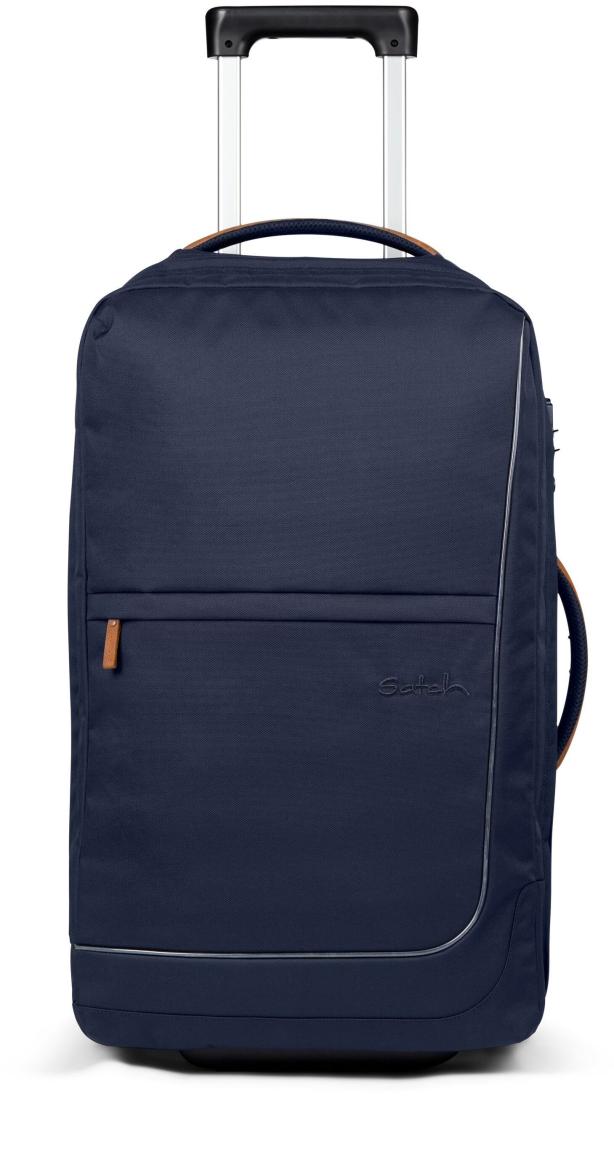 2-Rad-Trolley Satch Travel Flow M 65cm dunkelblau Lederdetails Pure Navy