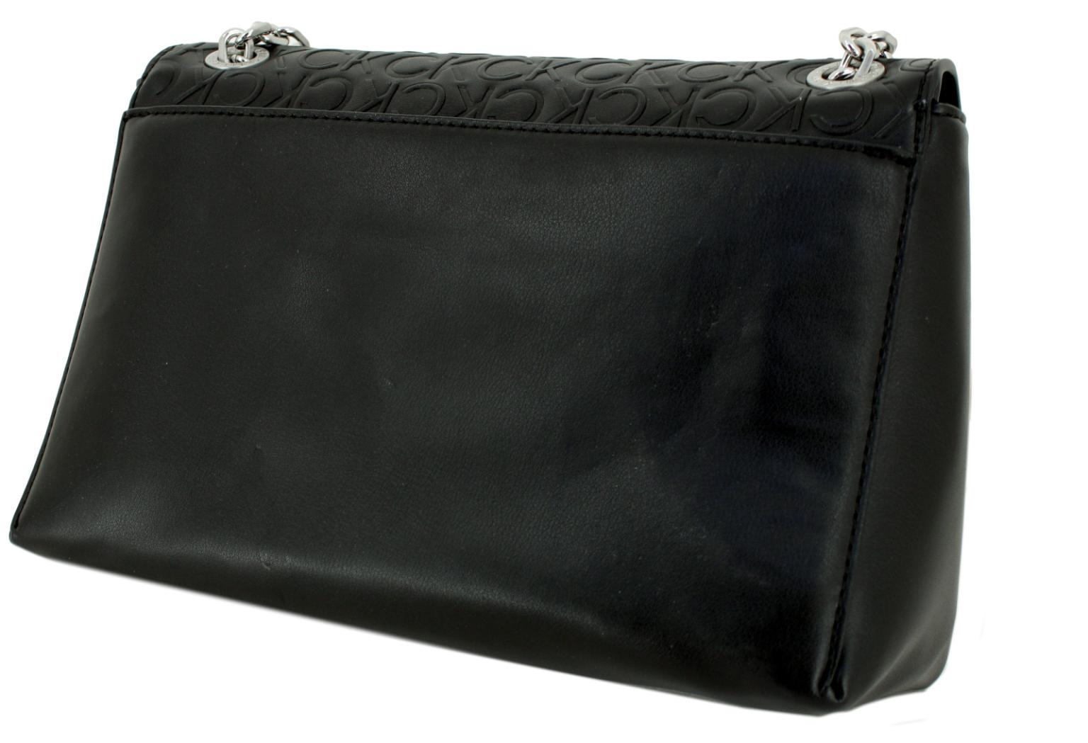 2. Wahl Calvin Klein Re-Lock geprägte Schultertasche schwarz Monogramm