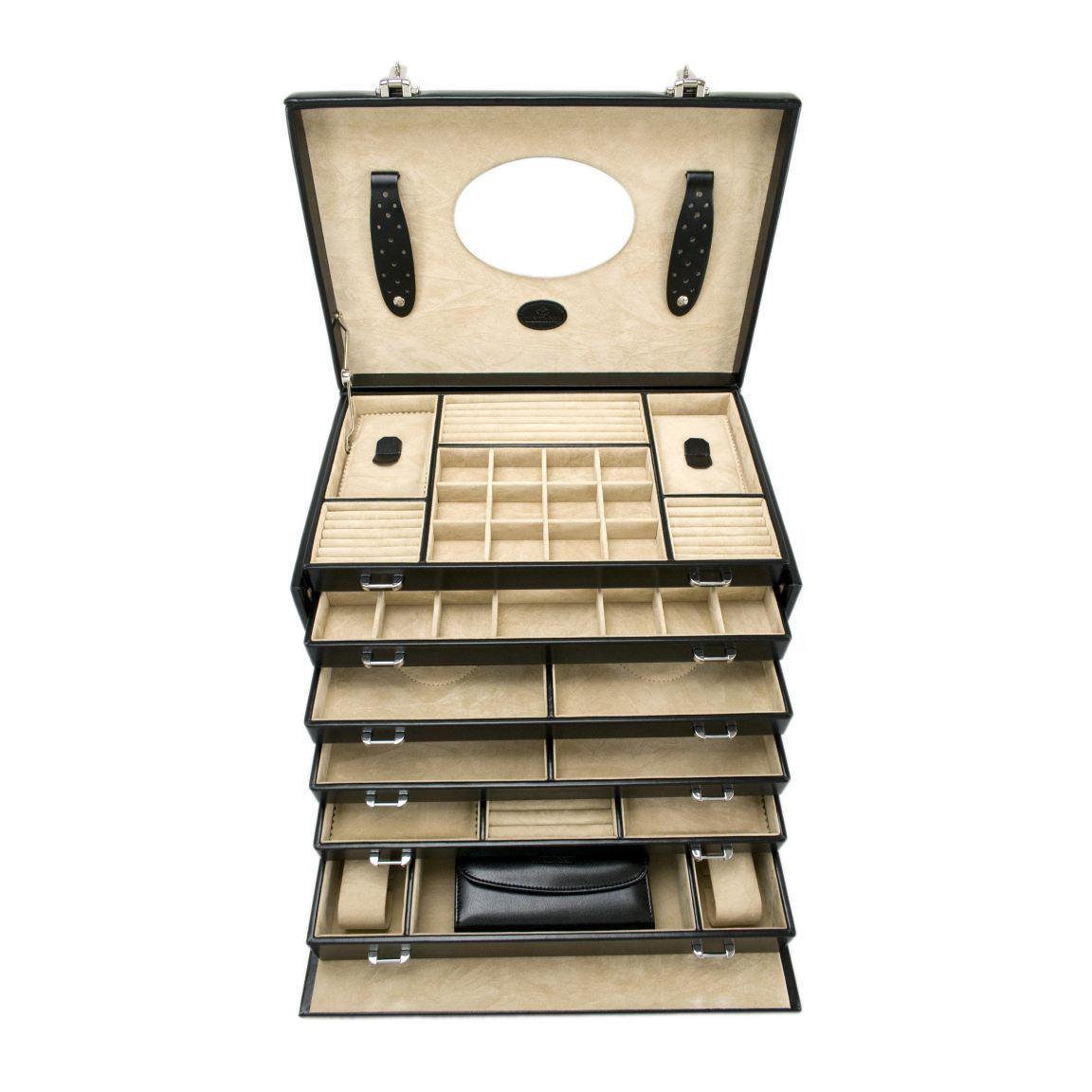 2. Wahl Schmuckkoffer Windrose Merino schwarz