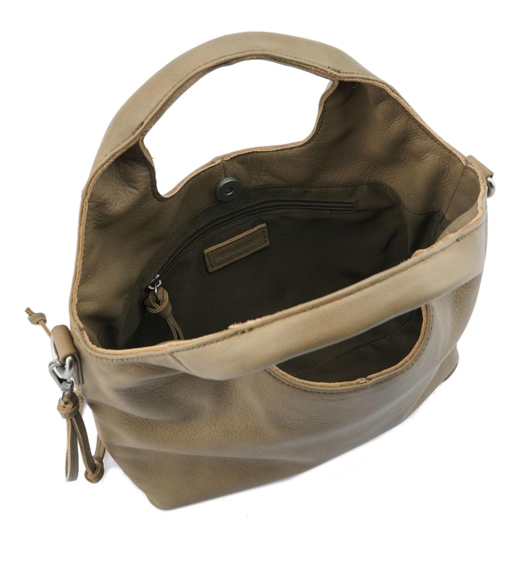 2.WAHL FredsBruder Crossovertasche Mini Stay With me Greyish Khaki Leder