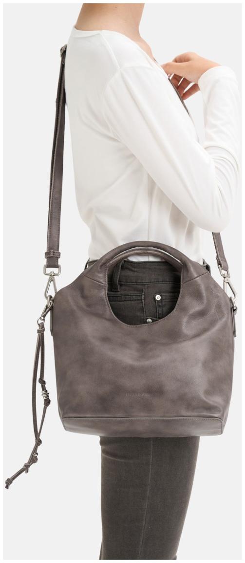 2.WAHL FredsBruder Crossovertasche Mini Stay With me Greyish Khaki Leder