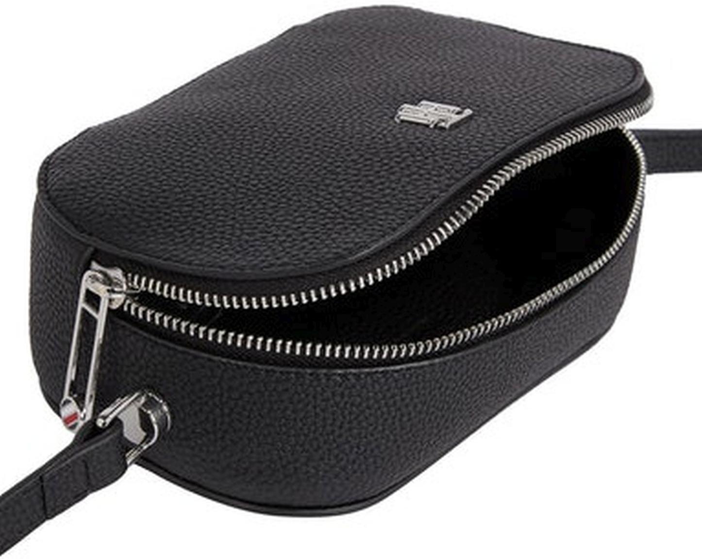 2.WAHL schlichte Schultertasche Schwarz Tommy Hilfiger TH Element Camera Bag Black Silber Interlock