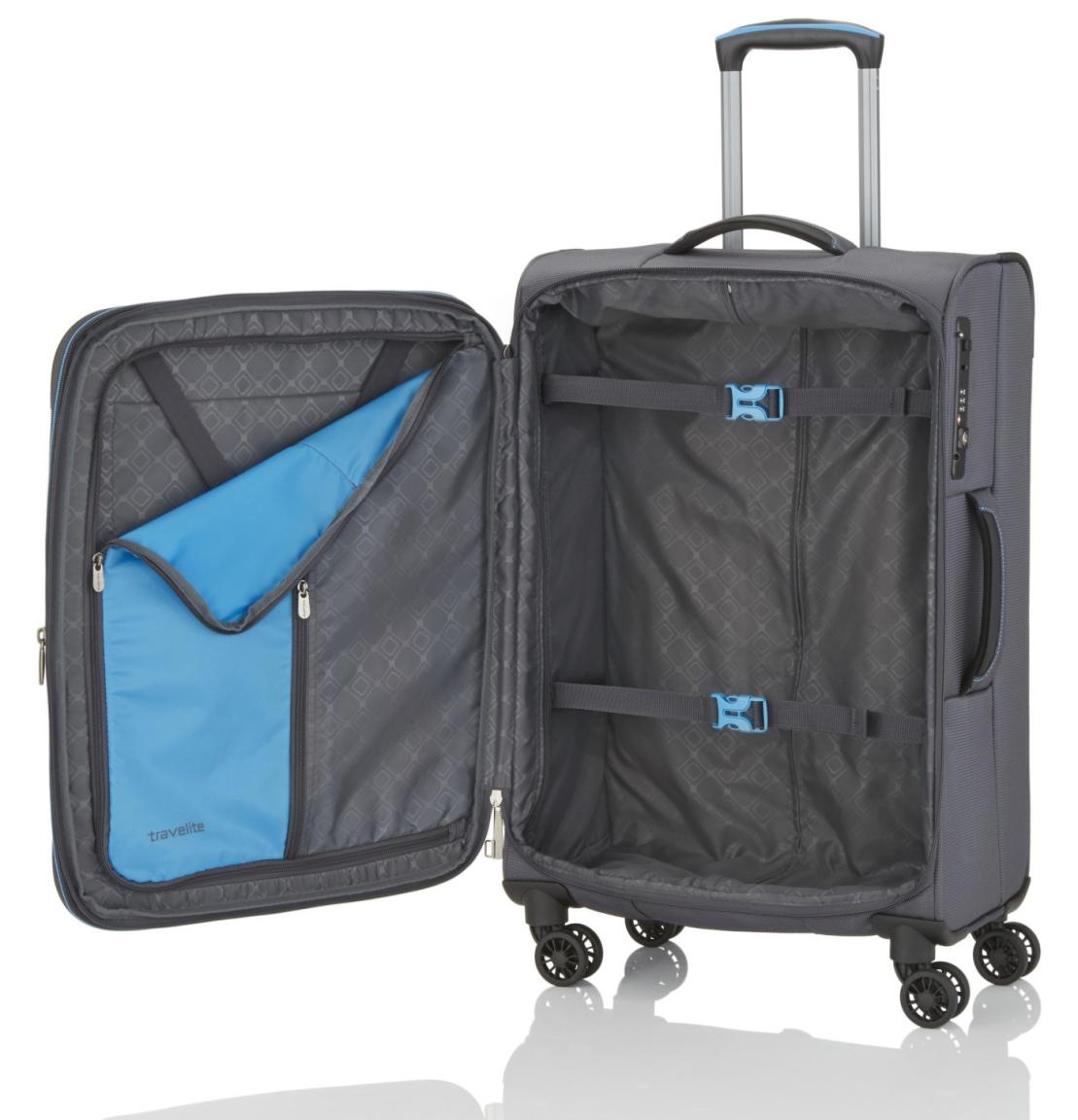 4-Rad Handgepäck Trolley 55cm Travelite CrossLITE anthrazit dunkelgrau blau