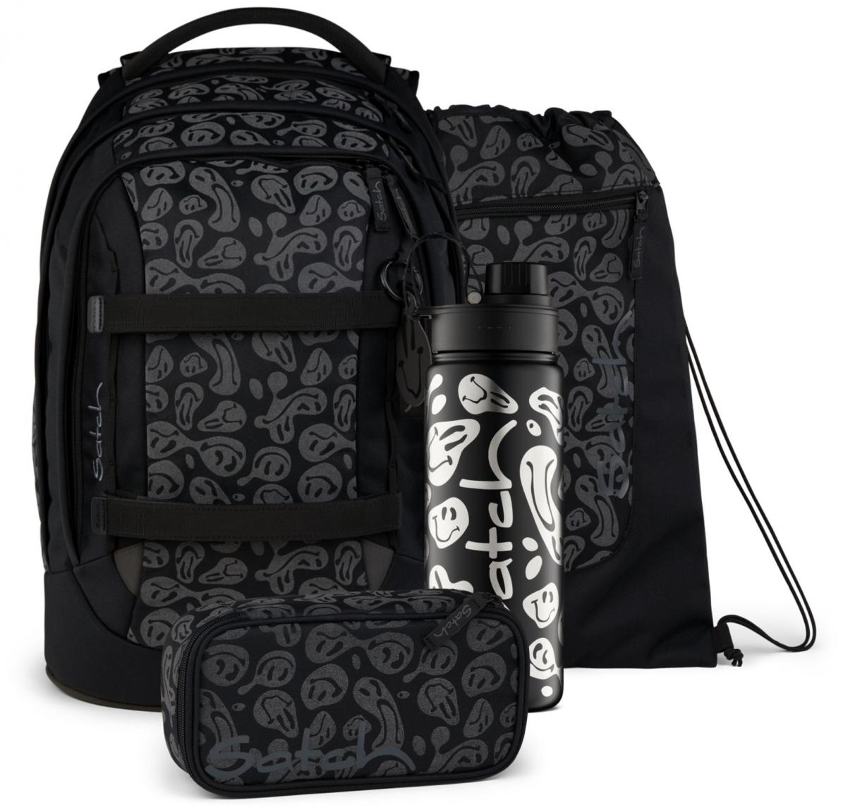 4teiliges Schultaschenset Satch Pack Blurry Faces reflektierend Sportbeutel Trinkflasche