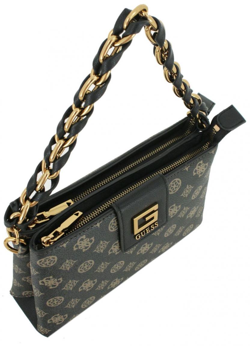 Abendtasche mit Kettenhenkel Guess Alva Mini Brown Logo