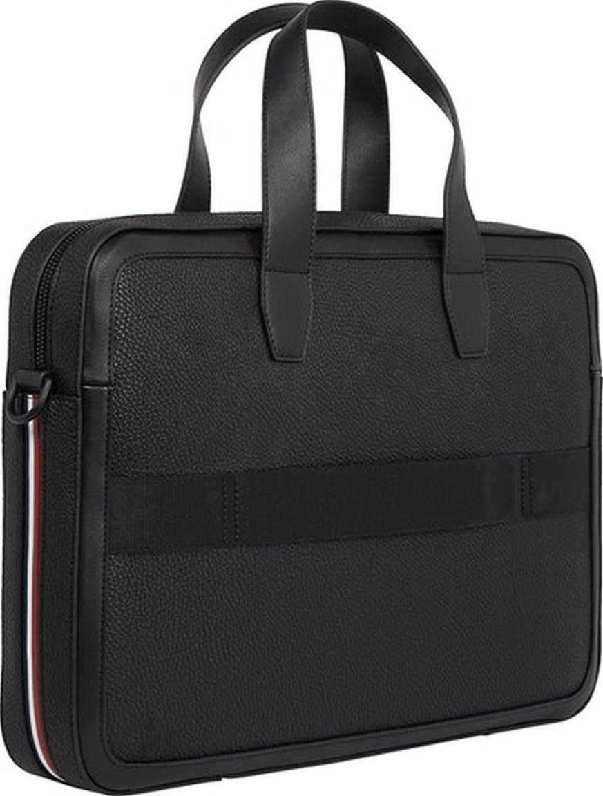 Aktentasche Men Tommy Central Slim Computer Bag Schwarz Markenmuster