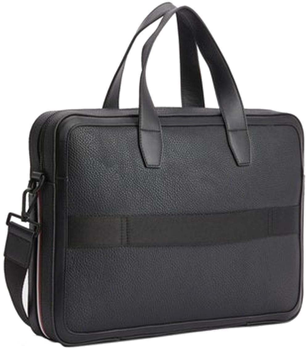 Aktentasche Men Tommy Central Slim Computer Bag Schwarz Markenmuster