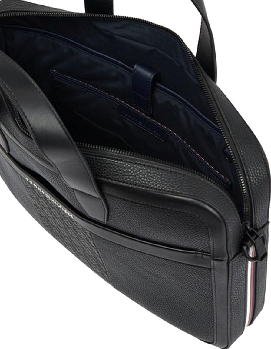 Aktentasche Men Tommy Central Slim Computer Bag Schwarz Markenmuster