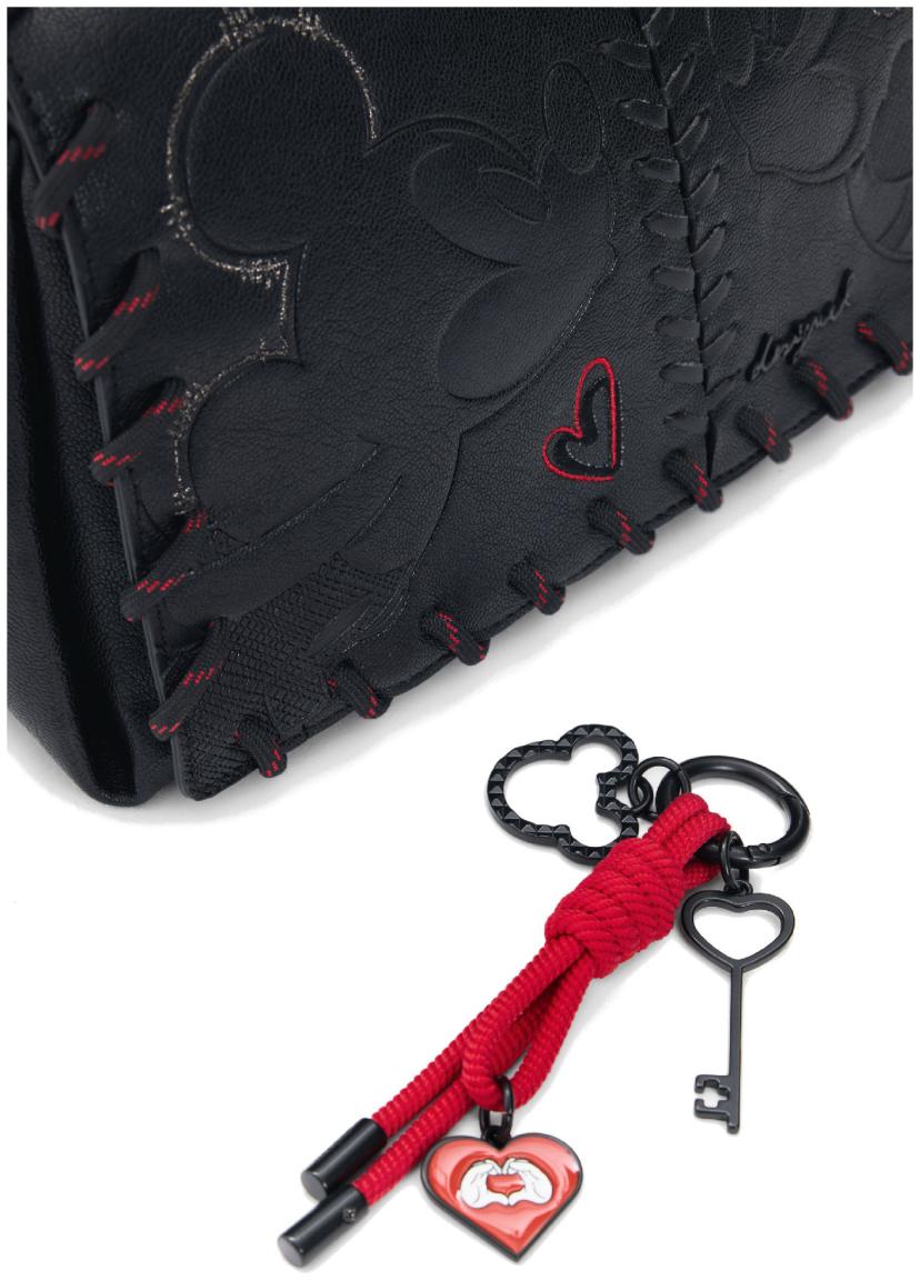 All Mickey Überschlagtasche Desigual rot Naron Medium schwarz