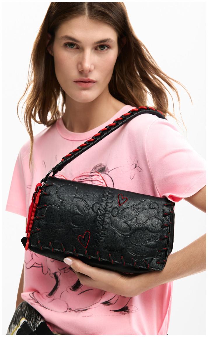 All Mickey Überschlagtasche Desigual rot Naron Medium schwarz