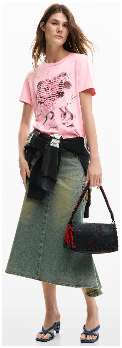 All Mickey Überschlagtasche Desigual rot Naron Medium schwarz