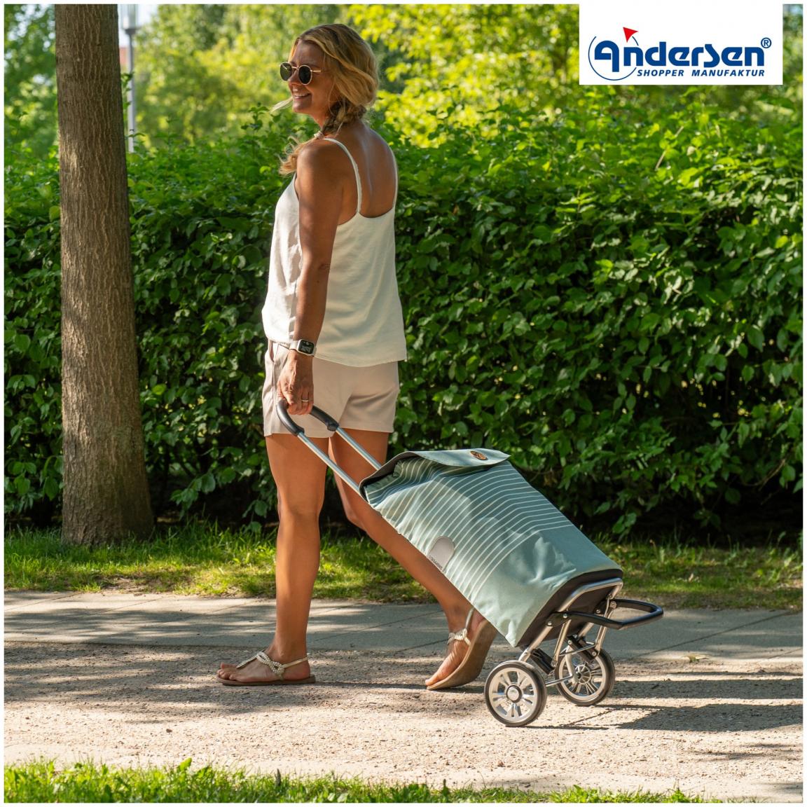 Andersen Einkaufsroller Scala Plus mit gestreifter Tasche Tilde Mint grün