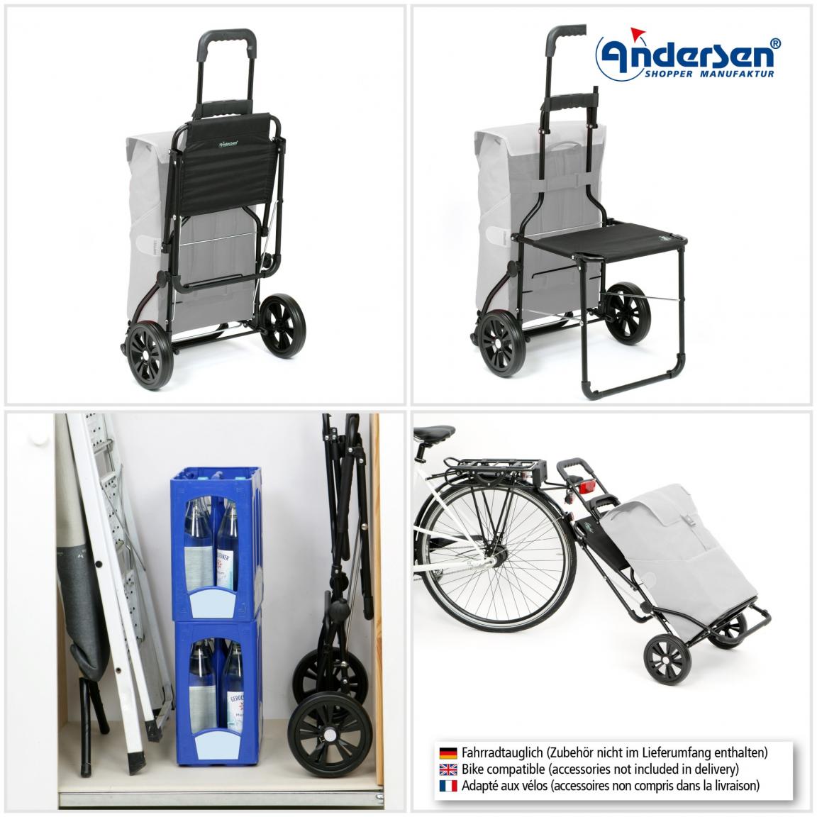 Andersen Komfort Shopper schwarz Sitzfläche Fahrgestell für Einkaufstrolley