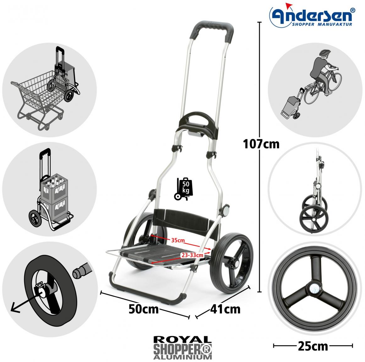 Andersen Royal Shopper Einkaufstrolley Gestänge Flüsterräder