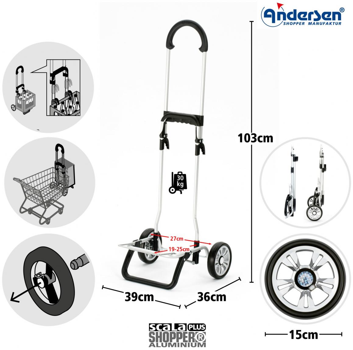 Andersen Scala Shopper Plus Aluminium-Gestänge für Einkaufstrolley