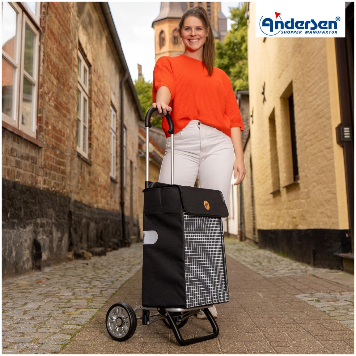 Andersen Scala Shopper Plus Aluminium Hente Schwarz kariert Einkaufsroller
