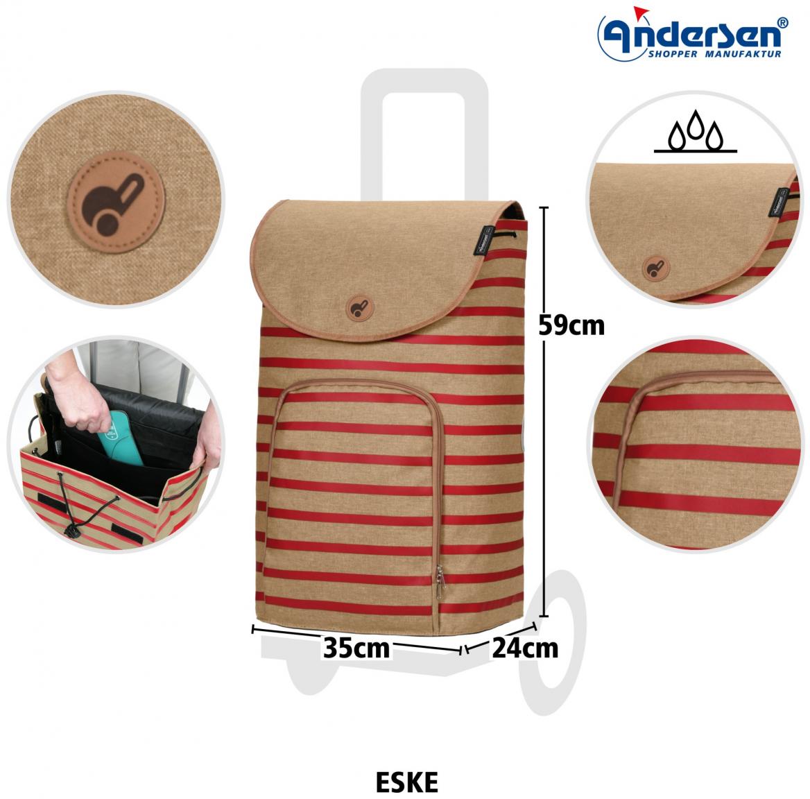 Andersen Shopper Ersatztasche Eske rot gestreift