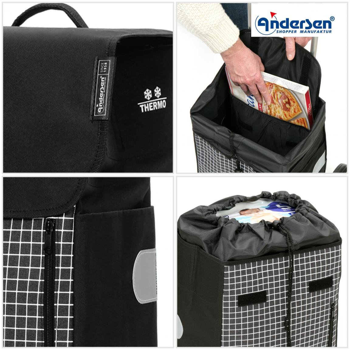 Andersen Shopper Ersatztasche Hente schwarz kariert mit Thermofach