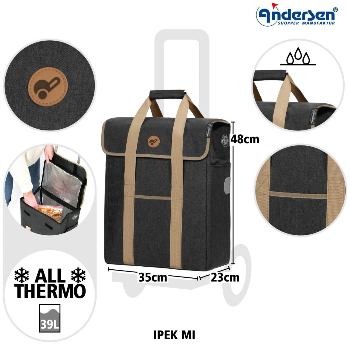 Andersen Shopper Kühltasche Ipek Mi schwarz für Einkaunfstrolley