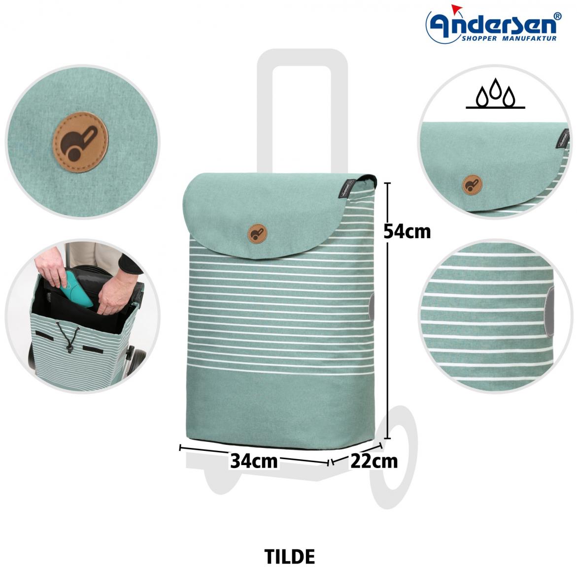 Andersen Shopper Tasche Tilde Mint grün gestreift Einkaufstrolley