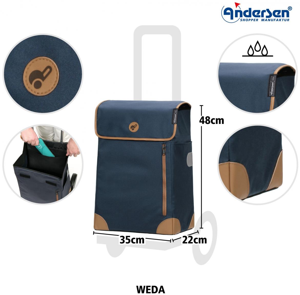Andersen Shopper Weda Tasche für Einkaufstrolley dunkelblau