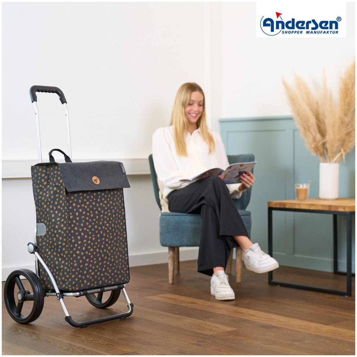 Andersen Shoppingtrolley Royal mit Tasche Fita schwarz braun Punkte
