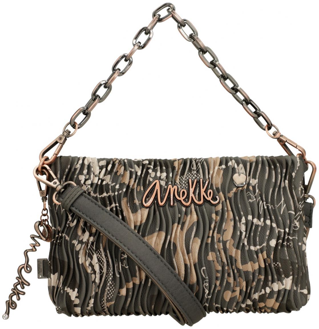 Anekke Abendtasche mit Kette Plissee Braun Metallic