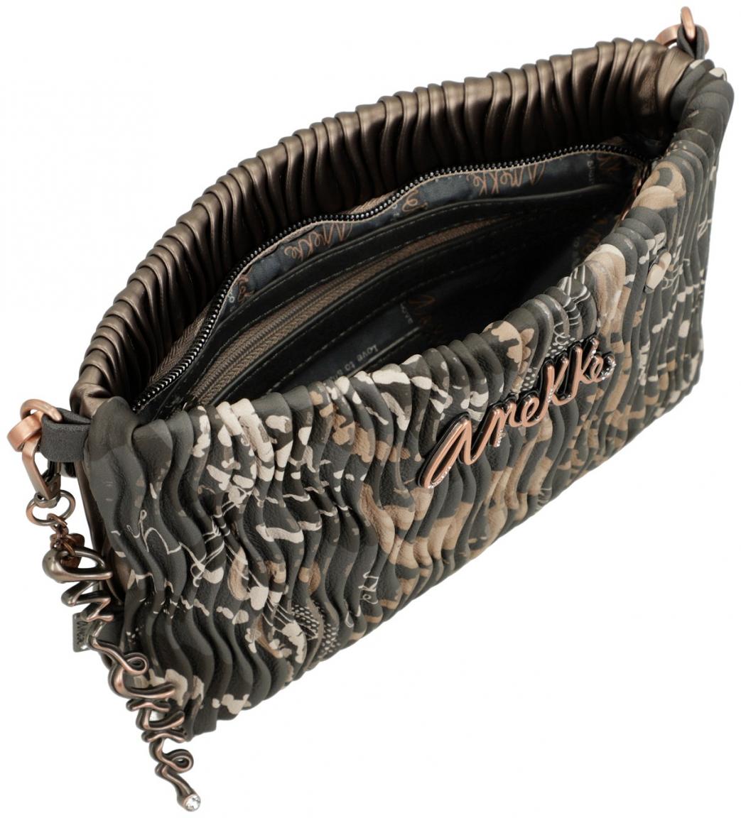 Anekke Abendtasche mit Kette Plissee Braun Metallic