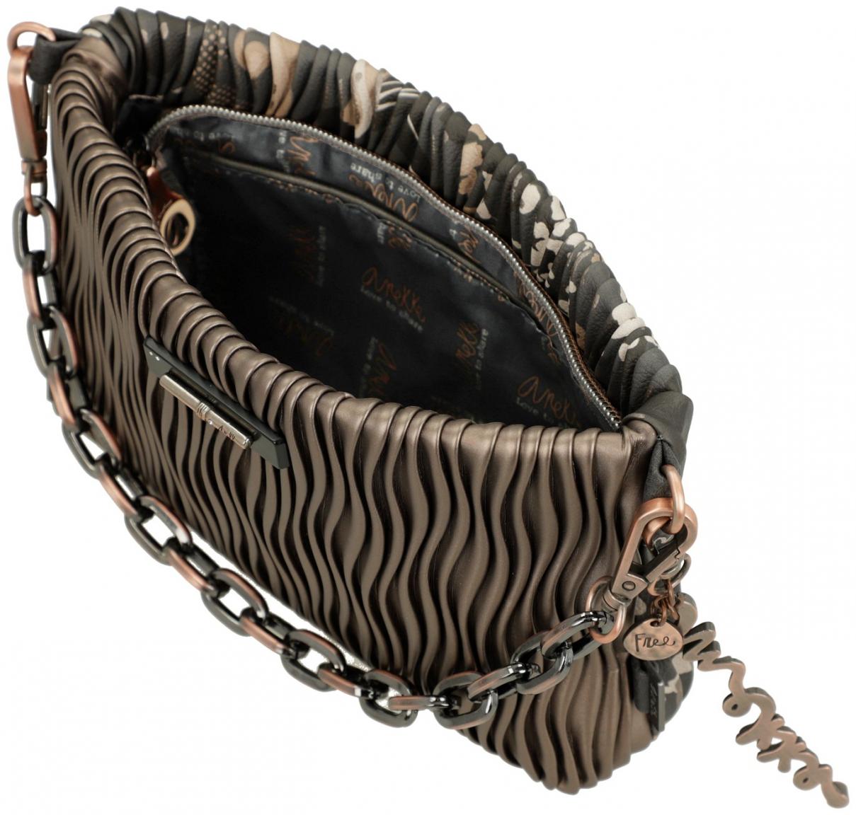 Anekke Abendtasche mit Kette Plissee Braun Metallic