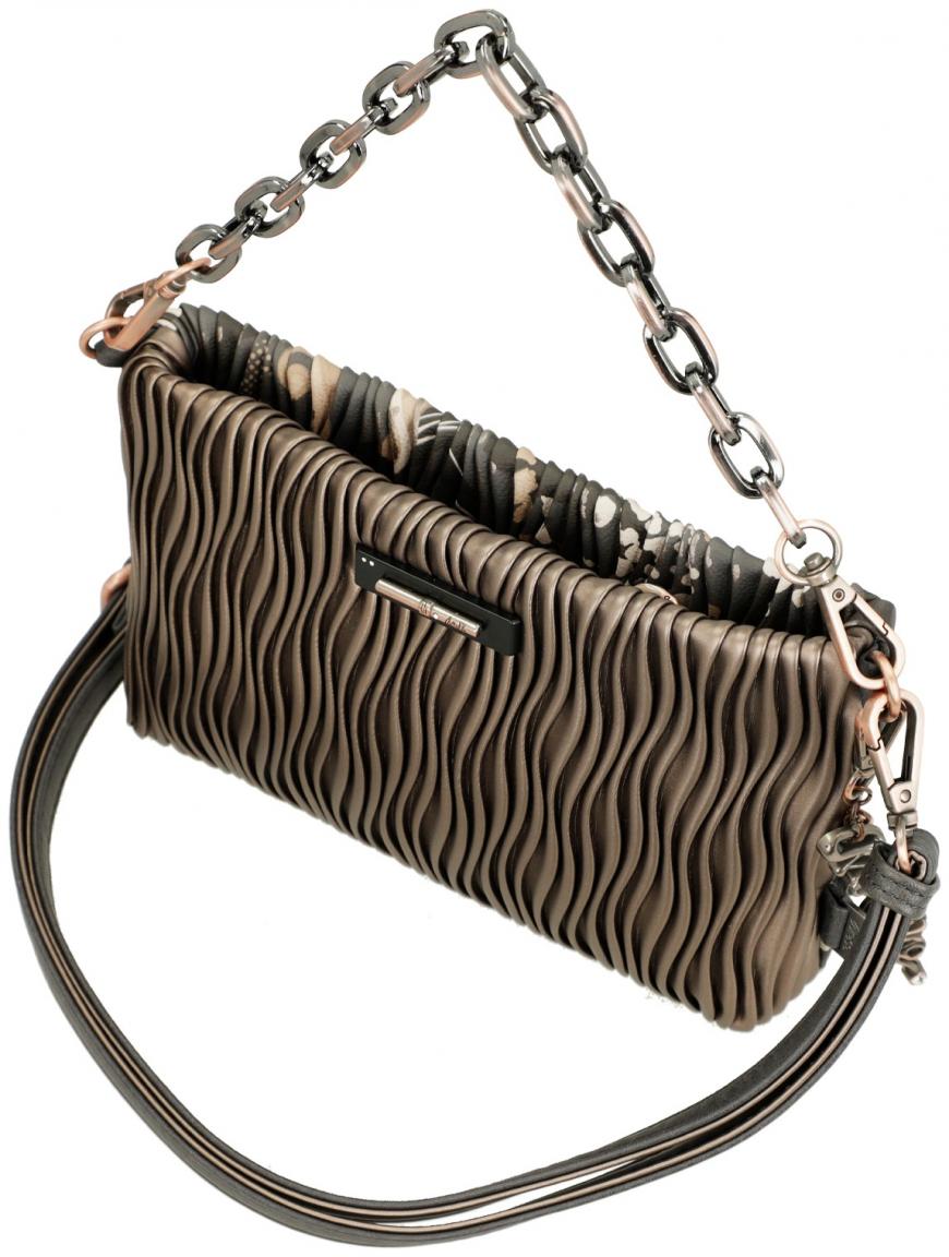 Anekke Abendtasche mit Kette Plissee Braun Metallic
