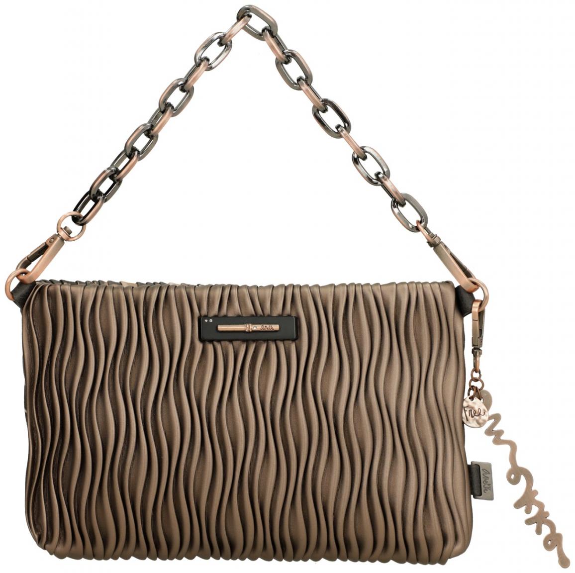 Anekke Abendtasche mit Kette Plissee Braun Metallic