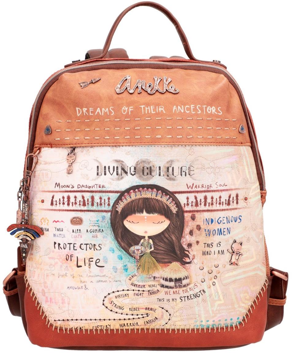 Anekke Alltagrucksack IPad Tablet Menire Comicprint braun