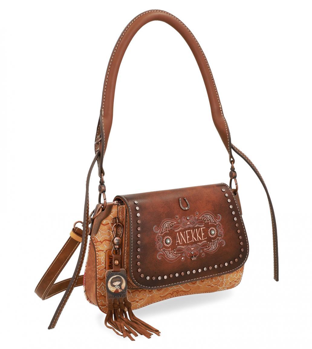 Anekke Arizona Western Schultertasche Nieten braun Überschlag