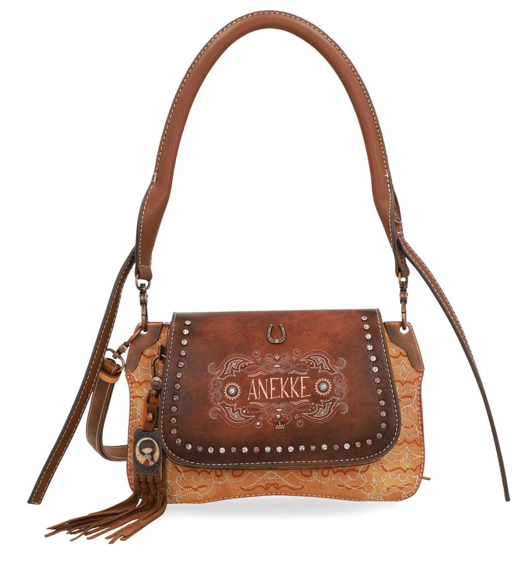 Anekke Arizona Western Schultertasche Nieten braun Überschlag