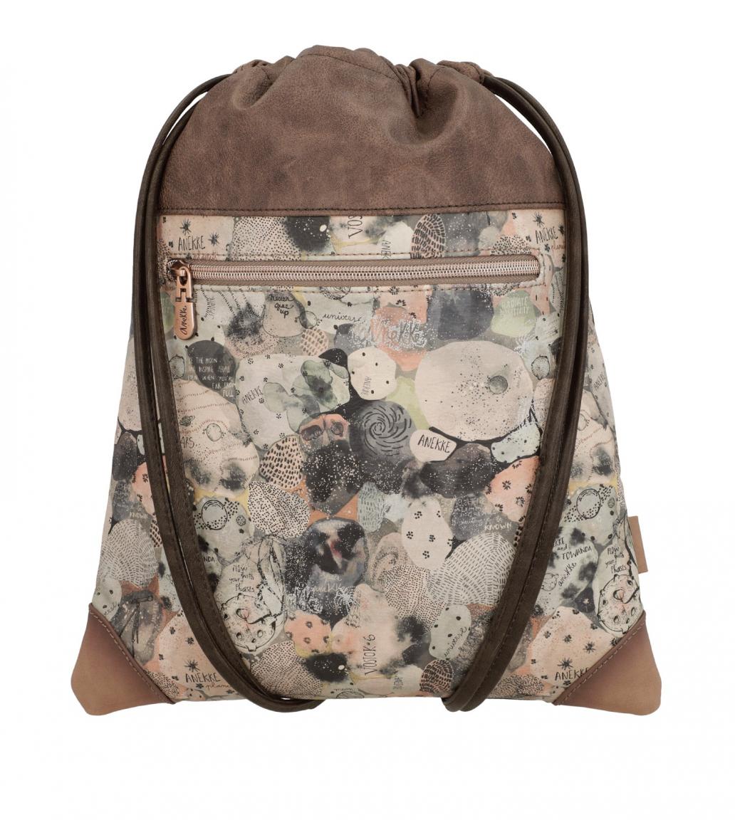 Anekke Beutel-Rucksack Universe Space Stars Planets braun Mädchen Applikationen