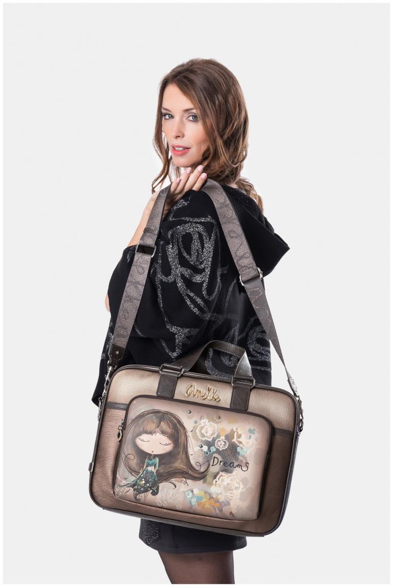 Anekke Businesstasche Damen Real herbstlich Erdtöne funkelnd Metallic