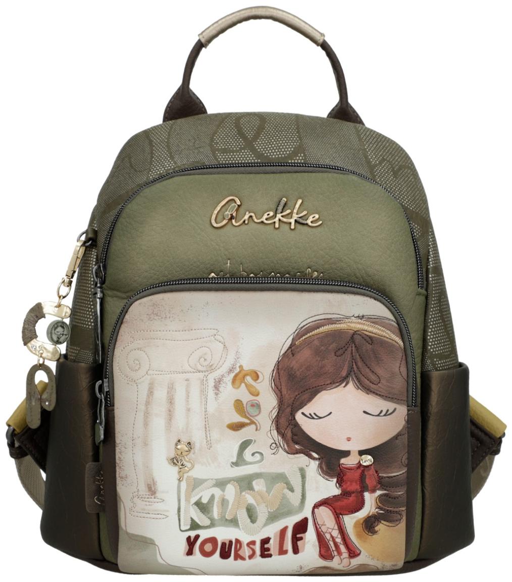 Anekke Cityrucksack Muse Olivgrün mit Print