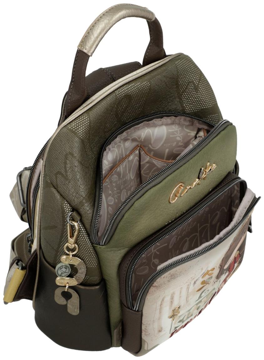 Anekke Cityrucksack Muse Olivgrün mit Print