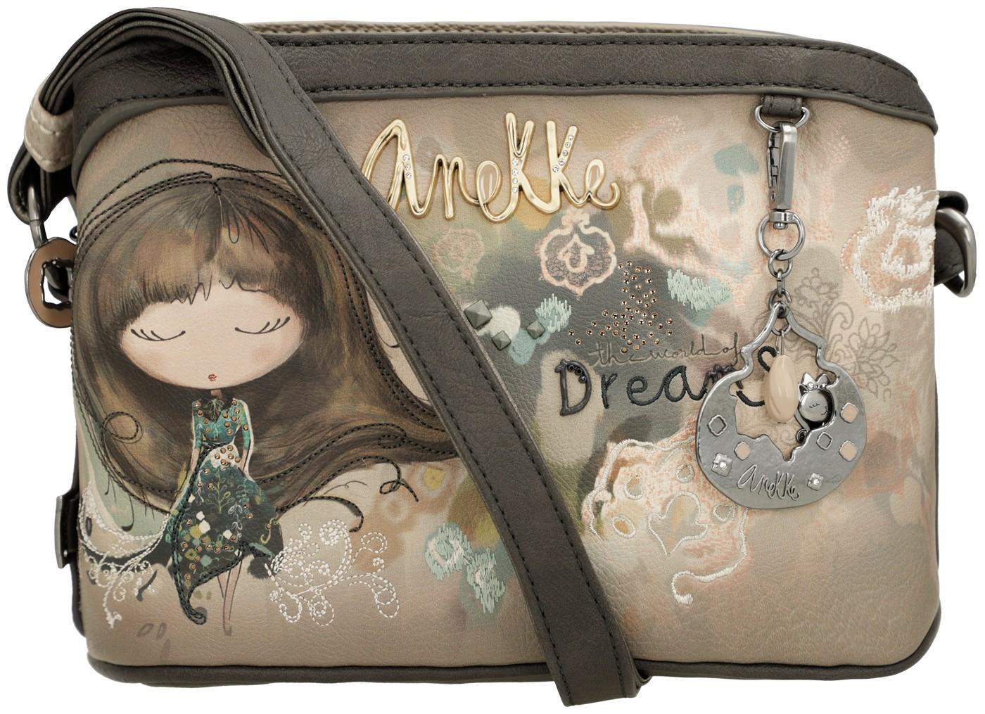 Anekke Crossbody Bag Real beige taupe Stickerei Glitzer