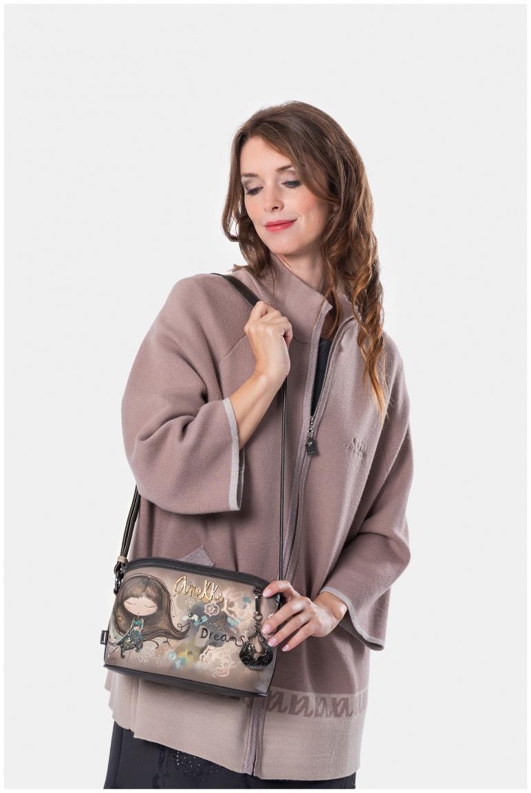 Anekke Crossbody Bag Real beige taupe Stickerei Glitzer