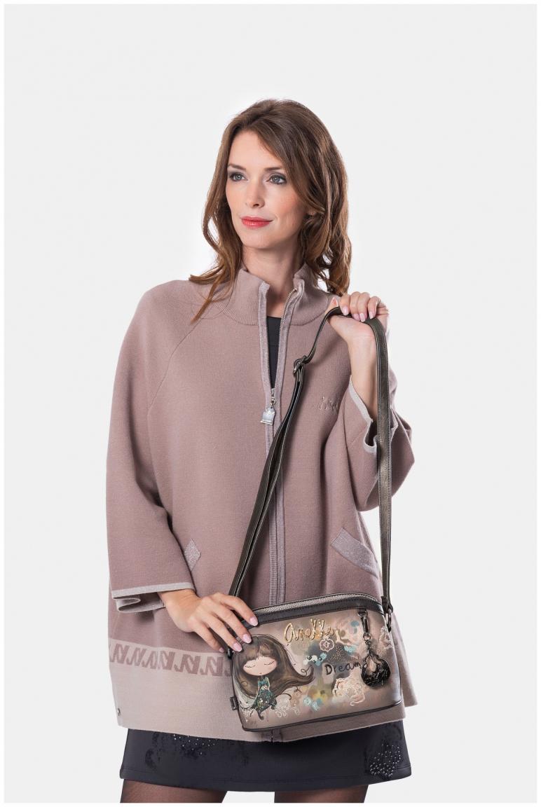 Anekke Crossbody Bag Real beige taupe Stickerei Glitzer