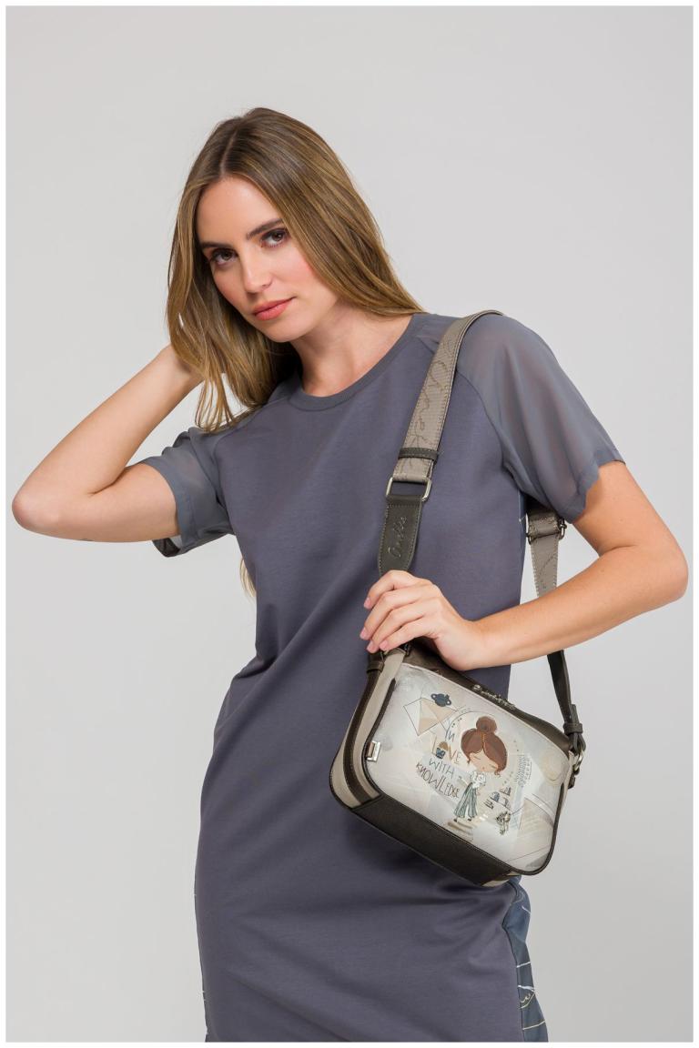 Anekke Crossbody Bag bestickt Sophia beige Glitzersteine metallic