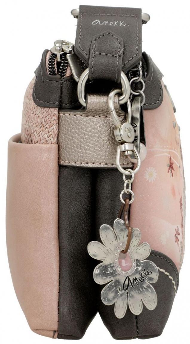 Anekke Crossovertasche zweigeteilt Peace & Love Rosa bestickt