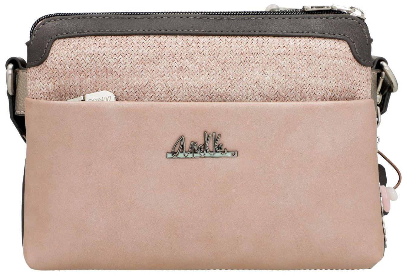 Anekke Crossovertasche zweigeteilt Peace & Love Rosa bestickt