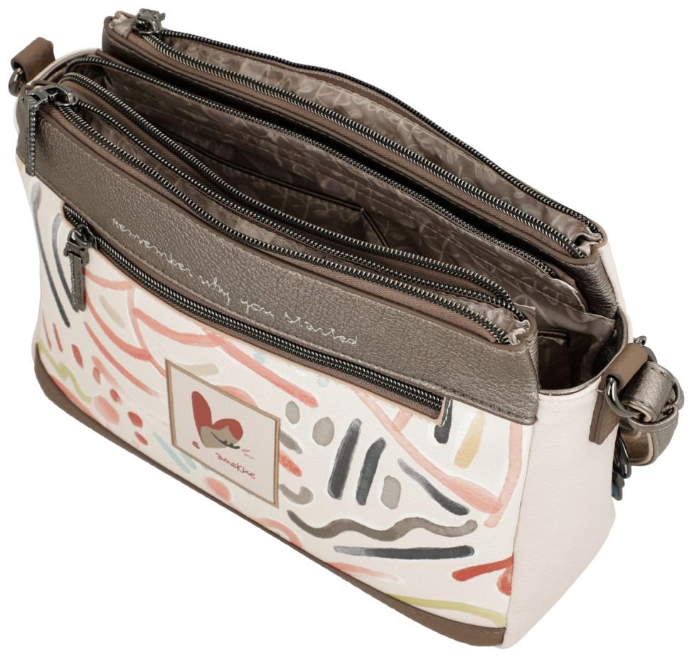 Anekke Damentasche beige Muse Olympia metallic Fackel Ziernieten